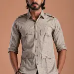 Men's Green Tint Hunting Shirt | Printed Cotton Outdoor Wear | Comfort & Style